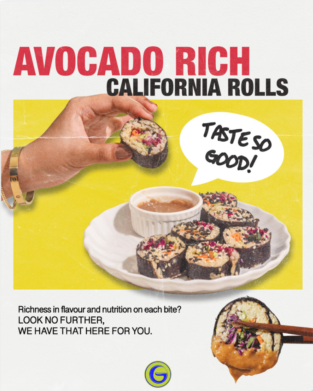 Avocado Rich California Rolls